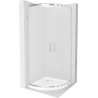 Mexen Rio shower cabin semi-circular 80 x 80 cm, frosted, chrome + Flat tray, white - 863-080-080-01-30-4110