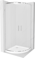 Mexen Rio semi-circular shower cabin 80 x 80 cm, frosted, chrome + Flat shower tray, white - 863-080-080-01-30-4110