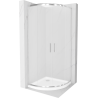 Mexen Rio Semi-Circular Shower Cabin 90 x 90 cm, Frosted, Chrome + Flat Tray, White - 863-090-090-01-30-4110