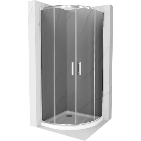 Mexen Rio Shower Cabin Semi-Circular 80 x 80 cm, Graphite, Chrome + Flat Tray, White - 863-080-080-01-40-4110