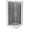 Mexen Rio semicircular shower cabin 80 x 80 cm, graphite, chrome + Flat shower tray, white - 863-080-080-01-40-4110