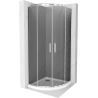 Mexen Rio corner shower 90 x 90 cm, graphite, chrome + Flat tray, white - 863-090-090-01-40-4110
