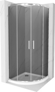 Mexen Rio semicircular shower enclosure 90 x 90 cm, graphite, chrome + Flat tray, white - 863-090-090-01-40-4110
