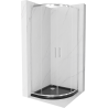 Mexen Rio shower cabin semicircular 80 x 80 cm, transparent, chrome + Flat shower tray, black - 863-080-080-01-00-4170
