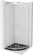 Mexen Rio shower cabin semicircular 80 x 80 cm, transparent, chrome + Flat shower tray, black - 863-080-080-01-00-4170