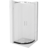 Mexen Rio semi-circular shower cabin 80 x 80 cm, frost, chrome + black Flat shower tray - 863-080-080-01-30-4170