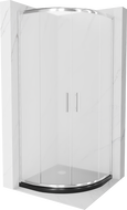 Mexen Rio semi-circular shower cabin 90 x 90 cm, frost, chrome + Flat black shower tray - 863-090-090-01-30-4170