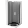 Mexen Rio shower cabin semi-circular 80 x 80 cm, graphite, chrome + Flat shower tray, black - 863-080-080-01-40-4170