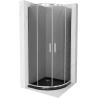 Mexen Rio 90 x 90 cm semicircular shower cabin, graphite, chrome + Flat tray, black - 863-090-090-01-40-4170
