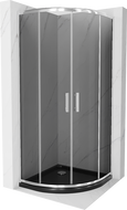 Mexen Rio shower cabin semicircular 90 x 90 cm, graphite, chrome + Flat shower tray, black - 863-090-090-01-40-4170