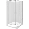 Mexen Rio 80 x 80 cm Semi-Circular Shower Cabin, Frosted, Chrome + Rio Shower Tray, White - 863-080-080-01-30-4710