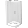 Mexen Rio shower cabin semicircular 80 x 80 cm, frosted, chrome + Rio shower tray, white - 863-080-080-01-30-4710