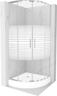Mexen Rio semi-circular shower cabin 70 x 70 cm, white stripes, chrome + shower tray, white - 863-070-070-01-20-4710