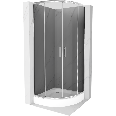 Mexen Rio semi-circular shower cabin 80 x 80 cm, graphite, chrome + shower tray, white - 863-080-080-01-40-4710