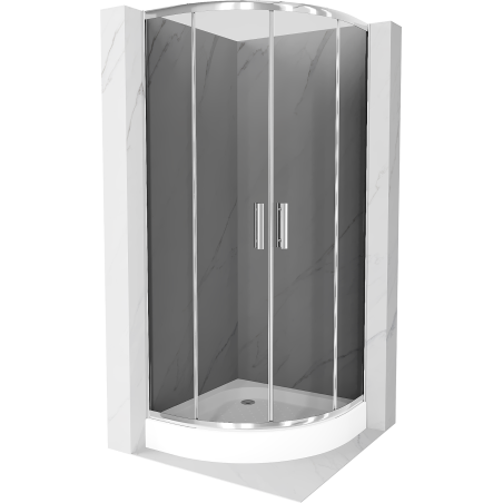 Mexen Rio semi-circular shower cabin 90 x 90 cm, graphite, chrome + Rio shower tray, white - 863-090-090-01-40-4710
