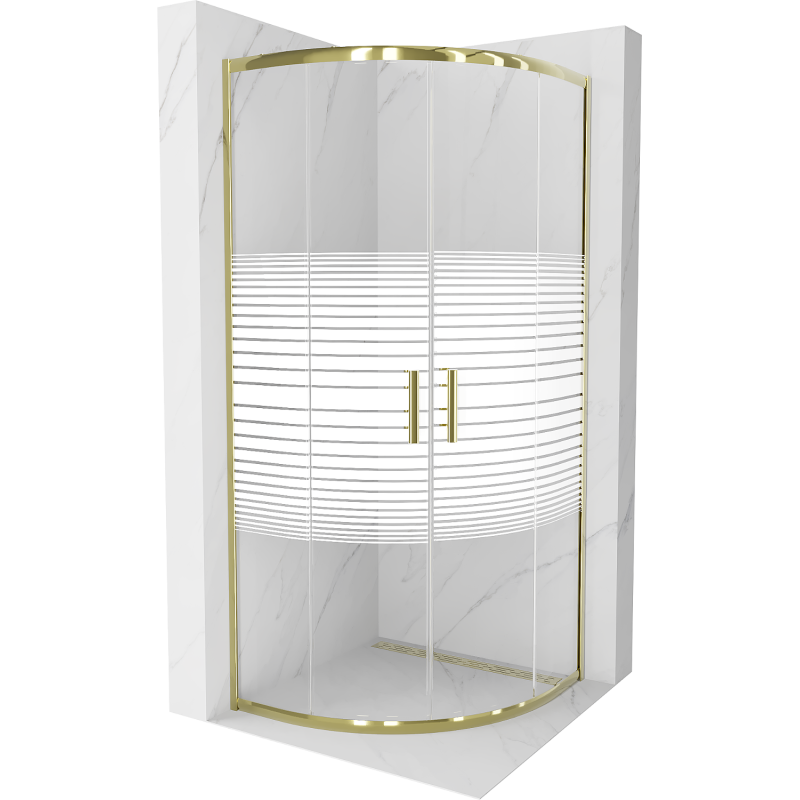 Mexen Rio corner shower cabin 70 x 70 cm, stripes, gold - 863-070-070-50-20