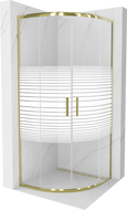 Mexen Rio semi-circular shower cabin 70 x 70 cm, white stripes, gold - 863-070-070-50-20