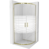 Mexen Rio semi-circular shower cabin 80 x 80 cm, white stripes, gold - 863-080-080-50-20
