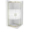 Mexen Rio semi-circular shower cabin 90 x 90 cm, white stripes, gold - 863-090-090-50-20