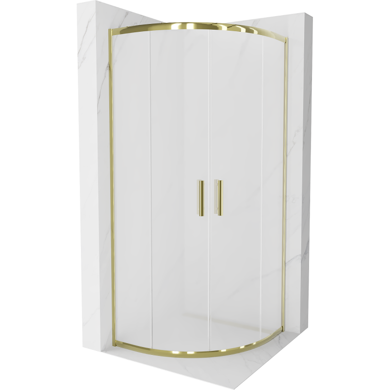 Mexen Rio semi-circular shower cabin 80 x 80 cm, frost, gold - 863-080-080-50-30
