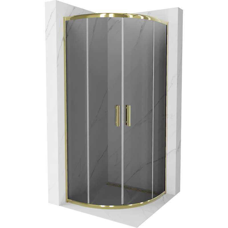 Mexen Rio semi-circular shower cabin 80 x 80 cm, graphite, gold - 863-080-080-50-40