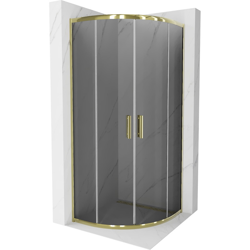 Mexen Rio shower enclosure semicircular 80 x 80 cm, graphite, gold - 863-080-080-50-40