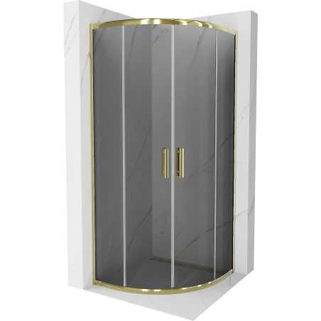 Mexen Rio semi-circular shower cabin 80 x 80 cm, graphite, gold - 863-080-080-50-40