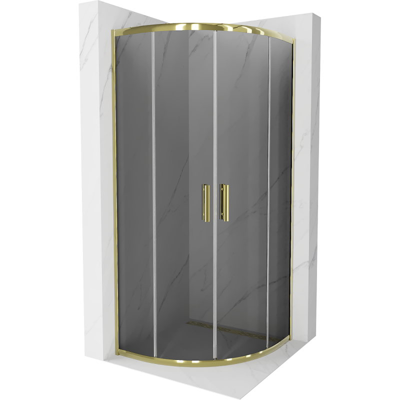 Mexen Rio 90 x 90 cm semicircular shower cabin, graphite, gold - 863-090-090-50-40