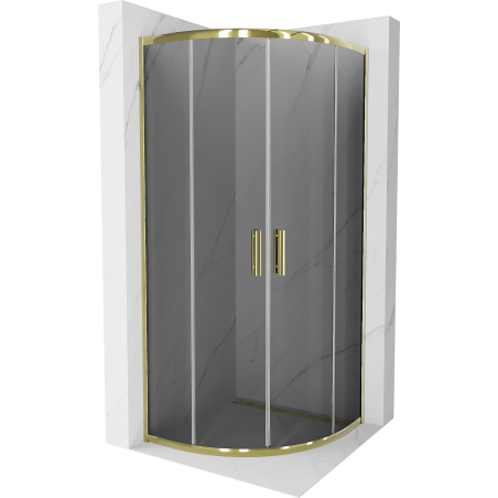 Mexen Rio 90 x 90 cm semicircular shower cabin, graphite, gold - 863-090-090-50-40