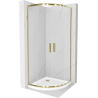 Mexen Rio semi-circular shower cabin 80 x 80 cm, transparent, gold + Flat shower tray, white - 863-080-080-50-00-4110G