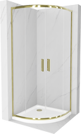 Mexen Rio semi-circular shower cabin 80 x 80 cm, transparent, gold + Flat shower tray, white - 863-080-080-50-00-4110G