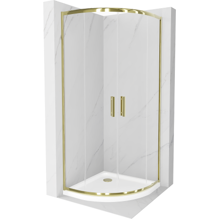 Mexen Rio semi-circular shower cabin 90 x 90 cm, transparent, gold + Flat tray, white - 863-090-090-50-00-4110G