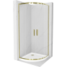 Mexen Rio semi-circular shower cabin 90 x 90 cm, transparent, gold + Flat shower tray, white - 863-090-090-50-00-4110G