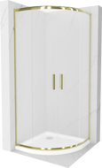 Mexen Rio semi-circular shower cabin 80 x 80 cm, frosted, gold + Flat shower tray, white - 863-080-080-50-30-4110G