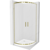 Mexen Rio semi-circular shower cabin 90 x 90 cm, frosted, gold + Flat white shower tray - 863-090-090-50-30-4110G