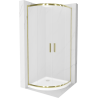 Mexen Rio Semi-Round Shower Cabin 90 x 90 cm, Frosted, Gold + Flat Tray, White - 863-090-090-50-30-4110G