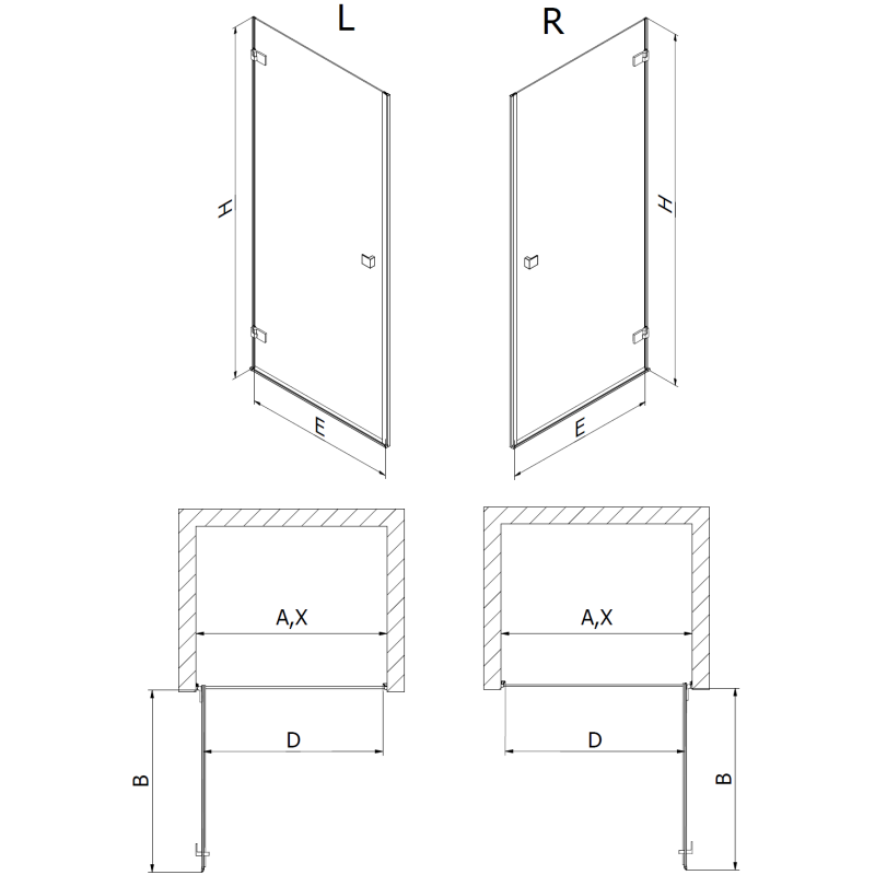 Mexen Lunar-B Shower Door Hinged Right 65 cm, Transparent, Chrome - 832-065-000-01-00-P