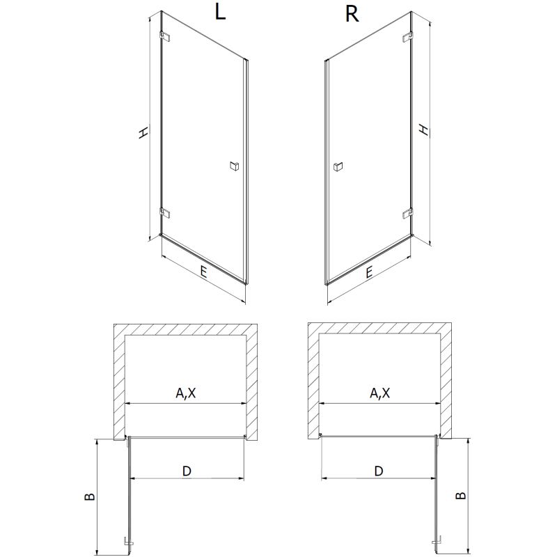 Mexen Lunar-B right-hinged shower door 85 cm, transparent, brushed copper - 832-085-000-65-00-P