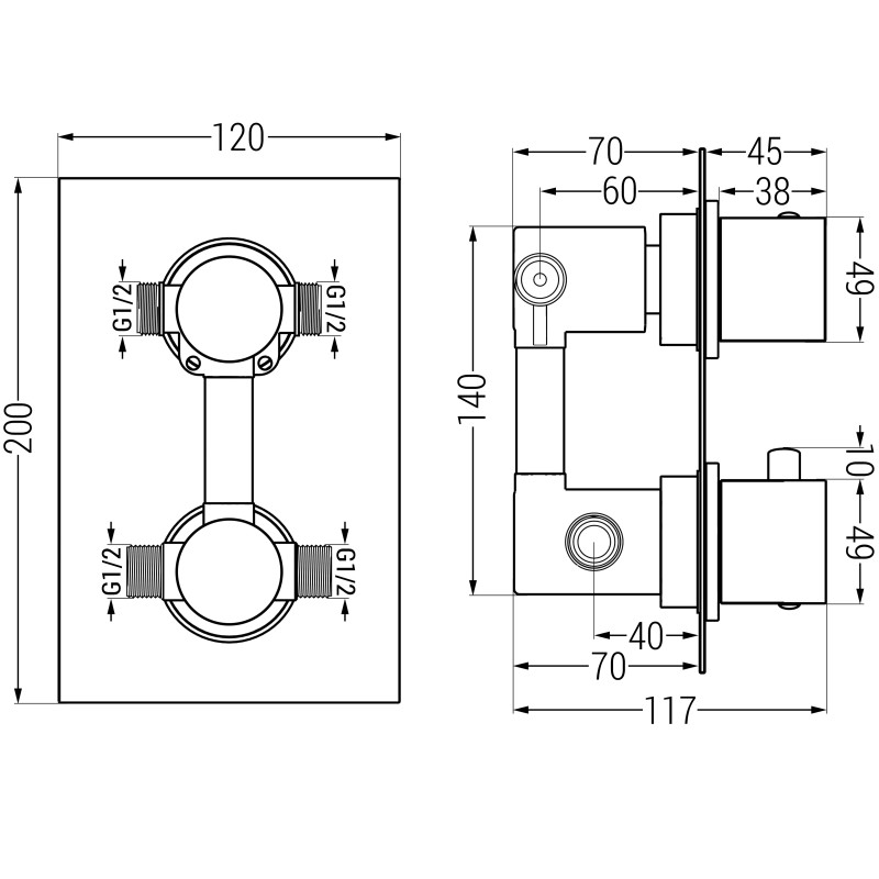 Mexen Cube DR02 concealed shower set with 30 cm rain shower, brushed gun gray - 77502DR0230-66