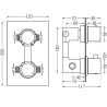 Mexen Cube 2-outlet thermostatic bathtub and shower mixer tap, Graphite - 77502-66