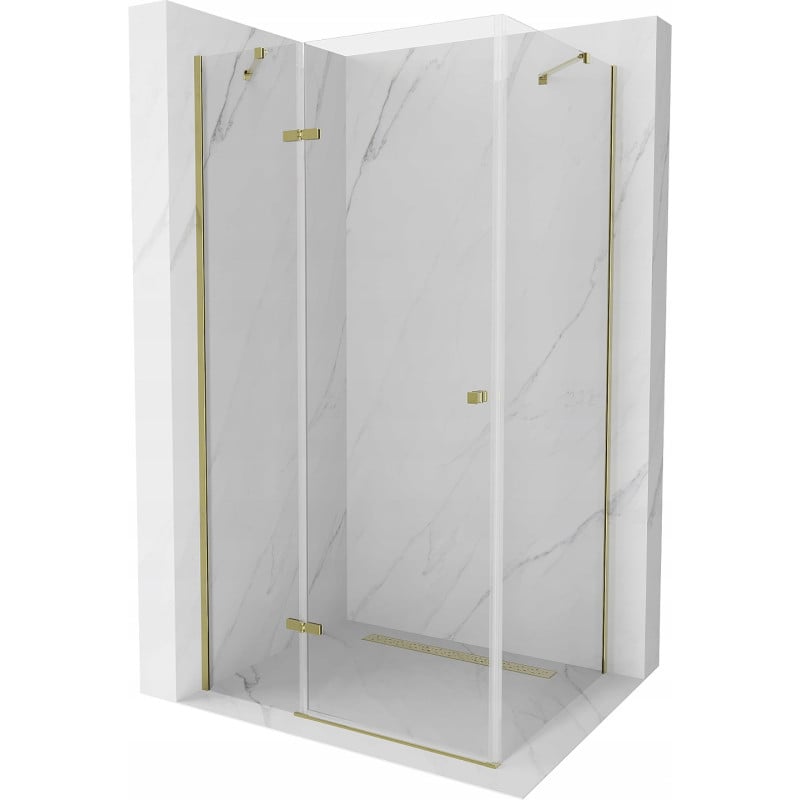 Mexen Roma 120 x 80 cm Pivot Shower Cabin, Transparent, Gold - 854-120-080-50-00