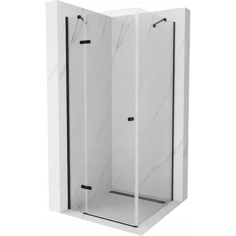 Mexen Roma hinged shower cubicle 90 x 90 cm, Transparent, Black - 854-090-090-70-00