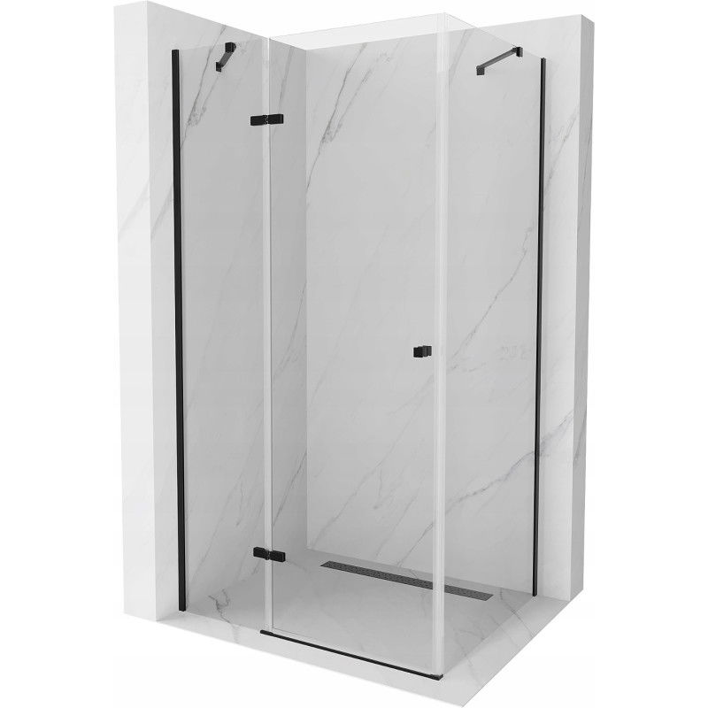 Mexen Roma hinged shower cubicle 70 x 100 cm, Transparent, Black - 854-070-100-70-00