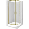 Mexen Rio Shower Cabin Half-Round 80 x 80 cm, Transparent, Gold + Rio Tray, White - 863-080-080-50-00-4710