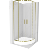 Mexen Rio semicircular shower cabin 90 x 90 cm, transparent, gold + Rio tray, white - 863-090-090-50-00-4710