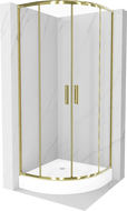Mexen Rio semicircular shower cabin 90 x 90 cm, transparent, gold + Rio tray, white - 863-090-090-50-00-4710