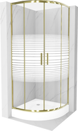 Mexen Rio semi-circular shower cabin 70 x 70 cm, white stripes, gold + shower tray, white - 863-070-070-50-20-4710