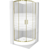 Mexen Rio semi-circular shower cabin 90 x 90 cm, white stripes, gold + tray, white - 863-090-090-50-20-4710