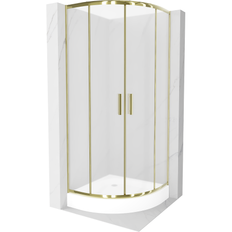Mexen Rio semicircular shower cabin 80 x 80 cm, frost, gold + Rio shower tray, white - 863-080-080-50-30-4710