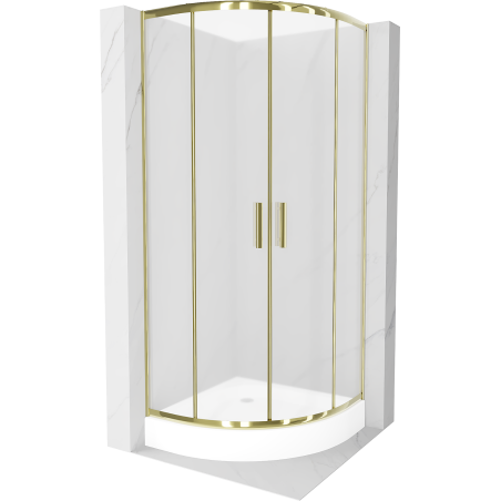 Mexen Rio shower cabin semicircular 80 x 80 cm, frosted, gold + Rio tray, white - 863-080-080-50-30-4710